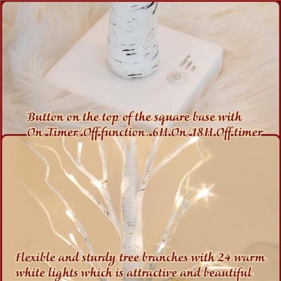 Christmas Decorations Indoor 2 Birch Tree with LED Light Home Decor Indoor - Picture 3 of 13